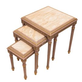 طقم طاولات ثلاثي رخام طبيعي 