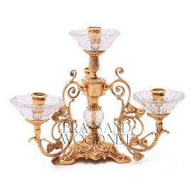 Antique Brass & Crystal Candlestick