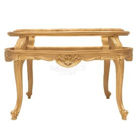 طاولة وسطية مُفرغة – خشب ورخام طبيعي