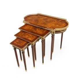 طقم طاولات خشب ونحاس – 4 طاولات