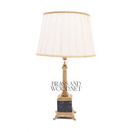 Brass & Marble Table Lamp (Crystal Sphere)
