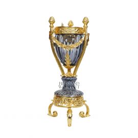 مبخرة كريستال كاسوليت مضلع - نحاس مطلي ذهب- لون رمادي