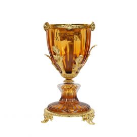 مبخرة كريستال كاسوليت - نحاس مطلي ذهب- لون عسلي