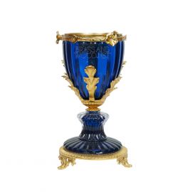 مبخرة كريستال كاسوليت - نحاس مطلي ذهب- لون ازرق