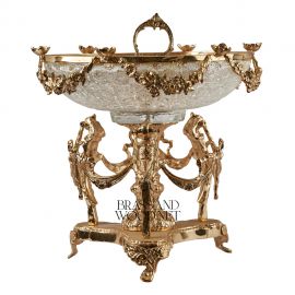 طبق فاكهة كريستال (قاعدة نحاس معتّق)