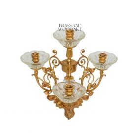 شمعدان وكريستال 4 شمعة ( نحاس ذهبي )