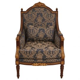 كرسي حفر صالون ازرق قماش مشجر