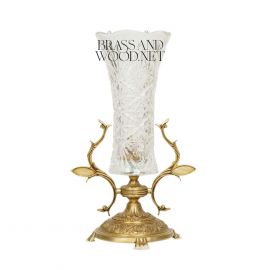 فازة كريستال تصميم ورق شجر نحاس معتق