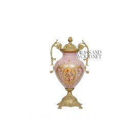 فازة خزف لون وردي - نحاس معتق