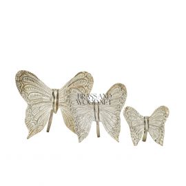 طقم فراشات ستاند ثلاثي - نحاس مطلي فضة