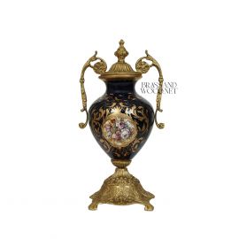 فازة سيفر خزف كحلي ( نحاس معتق )