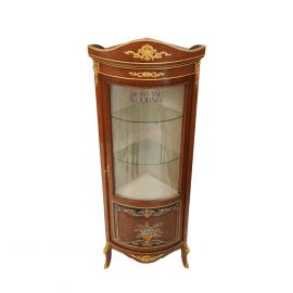 ڤاترينة خشب بني ماركتريه – زجاج ونحاس