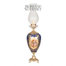 أباچورة خزف كحلي بفنيار – قاعدة نحاس