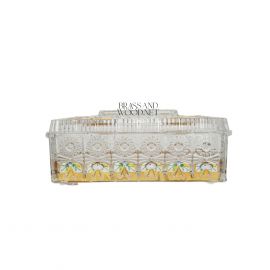 علبة مناديل كريستال ورد بارز