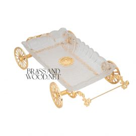 صينية تقديم عربة ملكية ( نحاس مطلي ذهب )