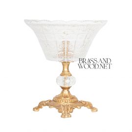 طبق كريستال قاعدة مربعه نحاس مذهب