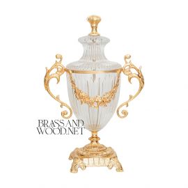فازة كأس وسط كلاسيك كريستال – نحاس مطلي ذهب 
