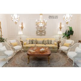 طقم صالون اوف وايت مكون من كنبة و 4 كراسي 