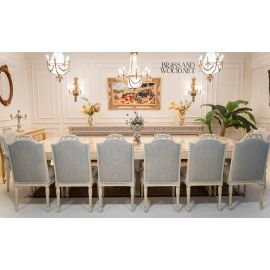 طاولة طعام صدف اوف وايت 14 كرسي + بوفيه