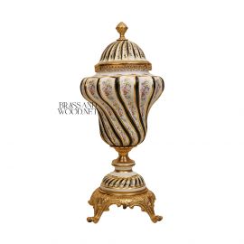 فازة خزف ورد - نحاس مطلي ذهب 