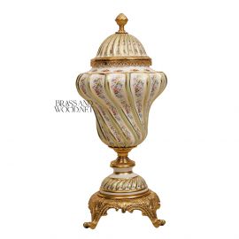 فازة خزف - نحاس وردبستاج مطلي ذهب