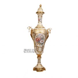 فازة بيضاء بورد ونحاس مذهب