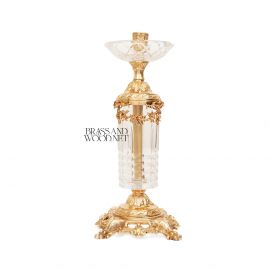 شمعدان كوبيه كريستال 1 شمعة - نحاس مطلي ذهب