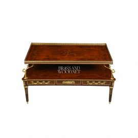 طاولة شاي خشب ونحاس ماركتريه 