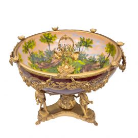 طبق خزف كابولي نبيتي ( نحاس معتق )