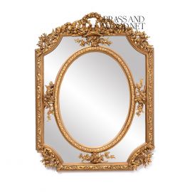 Wooden Mirror Frame (Golden Resin Motifs)