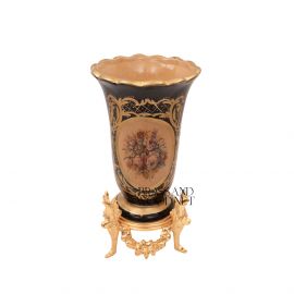 فازة خزف لون اسود ( نحاس ذهبي )