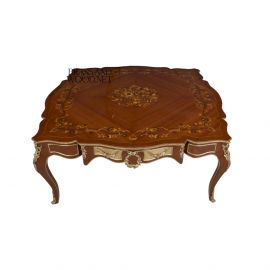 طاولة وسطية ماركتريه بني نحاس ذهبي