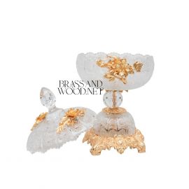 طبق بغطاء ( نحاس ذهبي )