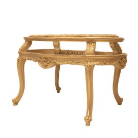 طاولة وسطية مُفرغة – خشب ورخام طبيعي