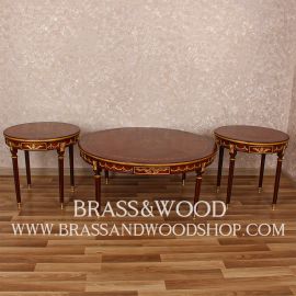 Brown Table Set (3 Marquetry Tables)