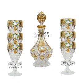 طقم عصير كريستال (خزف ذهبي)