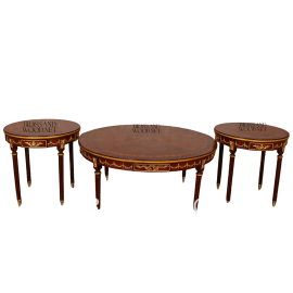 Brown Table Set (3 Marquetry Tables)