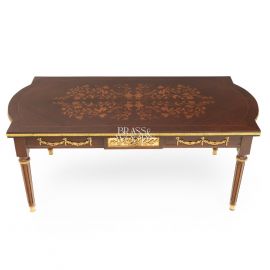 طاولة وسطية ماركتريه بني – خشب ونحاس