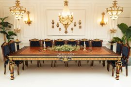 طاولة طعام ملكية بني – 16 كرسي چاكار
