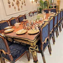  طاوله طعام انجليزي ملوكي زرقاء 14 كرسي وبوفيه