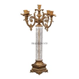 شمعدان كريستال خماسي ( نحاس معتق )