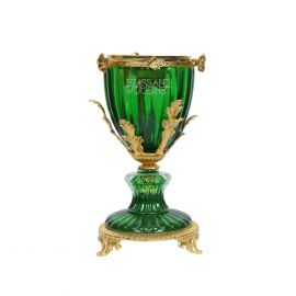 مبخرة كريستال كاسوليت - نحاس مطلي ذهب- لون اخضر