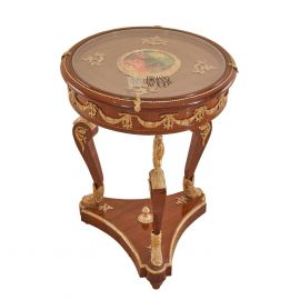 طاولة جانبية دائرية (خشب ونحاس)