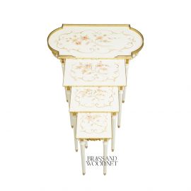 طقم طاولات خشب ابيض متداخل رباعي