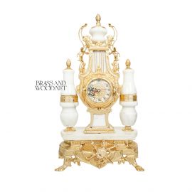 ساعه أنتيك نحاس مطلس ذهب و رخام أبيض