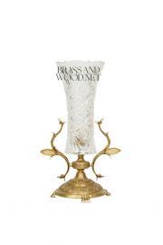 فازة كريستال تصميم ورق شجر نحاس معتق