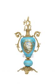 فازة خزف لون تركواز سماوي - نحاس معتق