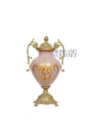 فازة خزف لون وردي - نحاس معتق