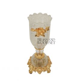 فازة كريستال حلية ورد - نحاس مطلي ذهب