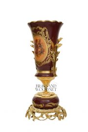 فازة خزف بوهيمي لون نبيتي - نحاس مطلي ذهب